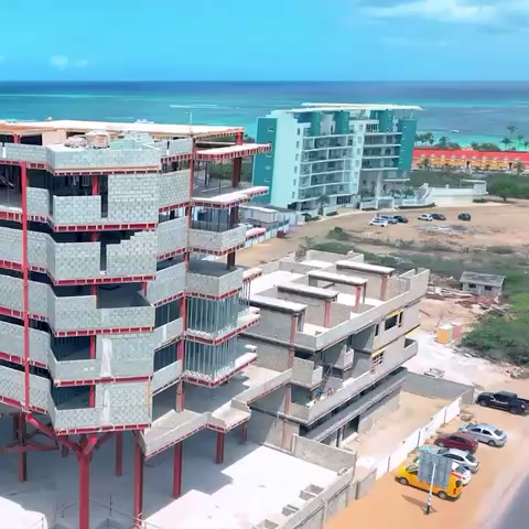 Aerial view of the Stork Club construction site